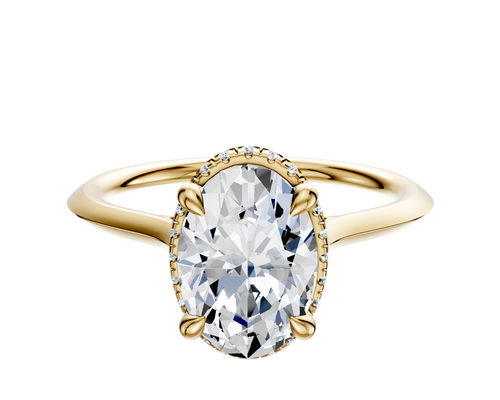 18K Yellow Gold 4 Prong Collar Cathedral Knife Edge 1.5mm Engagement Ring
