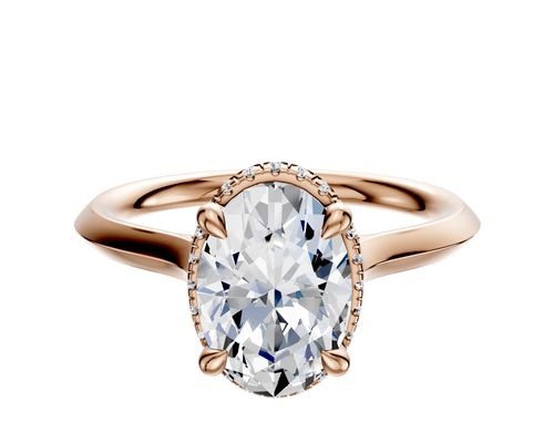 18K Rose Gold 4 Prong Collar Cathedral Knife Edge 2.0mm Engagement Ring