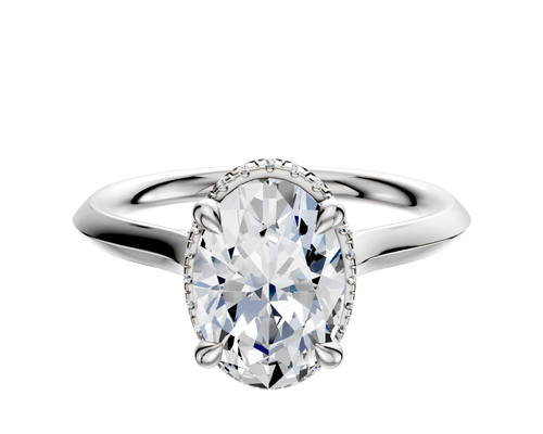 14K White Gold 4 Prong Collar Cathedral Knife Edge 2.0mm Engagement Ring
