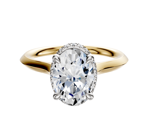14K Two Tone 4 Prong Collar Cathedral Knife Edge 2.0mm Engagement Ring