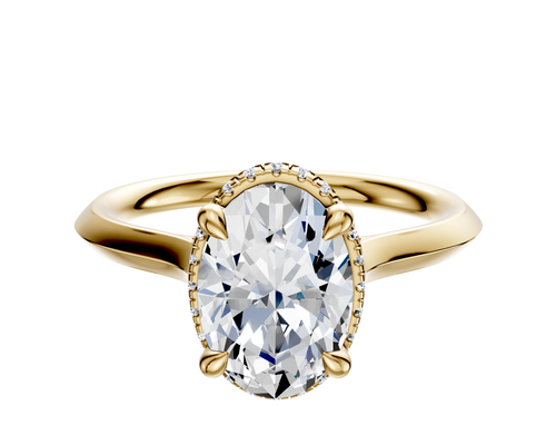 14K Yellow Gold 4 Prong Collar Cathedral Knife Edge 2.0mm Engagement Ring