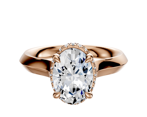 18K Rose Gold 4 Prong Collar Cathedral Knife Edge 3.0mm Engagement Ring