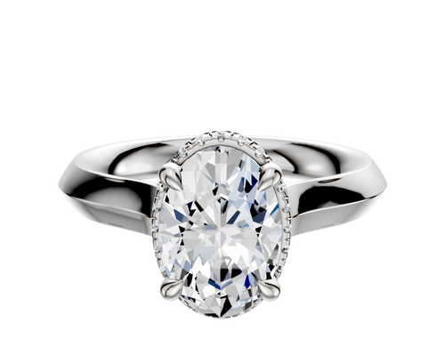 14K White Gold 4 Prong Collar Cathedral Knife Edge 3.0mm Engagement Ring