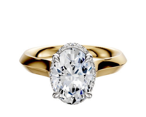 18K Two Tone 4 Prong Collar Cathedral Knife Edge 3.0mm Engagement Ring