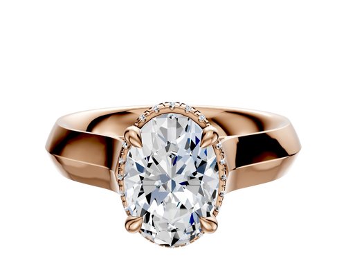 18K Rose Gold 4 Prong Collar Cathedral Knife Edge 4.0mm Engagement Ring