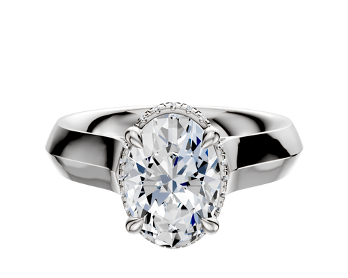 18K White Gold 4 Prong Collar Cathedral Knife Edge 4.0mm Engagement Ring