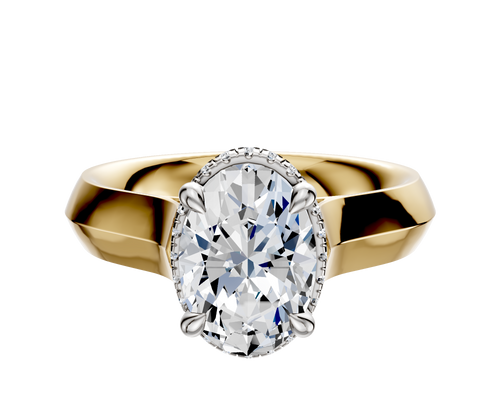 14K Two Tone 4 Prong Collar Cathedral Knife Edge 4.0mm Engagement Ring