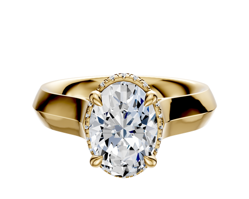 14K Yellow Gold 4 Prong Collar Cathedral Knife Edge 4.0mm Engagement Ring