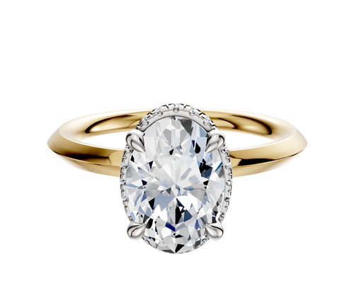 18K Two Tone 4 Prong Collar Classic Knife Edge 2.0mm Engagement Ring