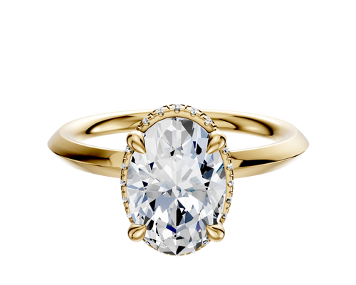 18K Yellow Gold 4 Prong Collar Classic Knife Edge 2.0mm Engagement Ring
