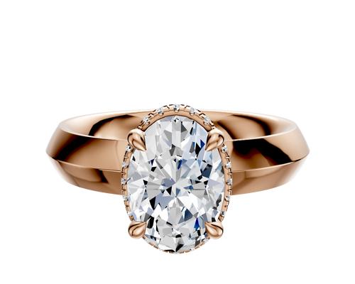 18K Rose Gold 4 Prong Collar Classic Knife Edge 4.0mm Engagement Ring