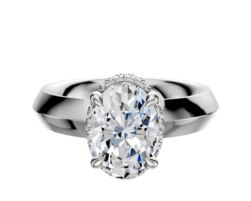 14K White Gold 4 Prong Collar Classic Knife Edge 4.0mm Engagement Ring
