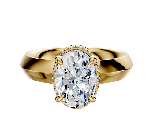 18K Yellow Gold 4 Prong Collar Classic Knife Edge 4.0mm Engagement Ring