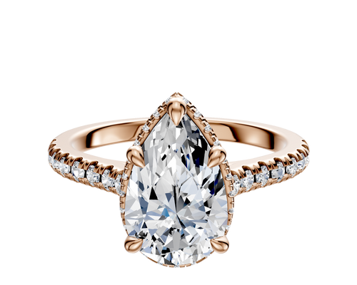 18K Rose Gold 4 Prong Collar Cathedral Dome 1-Row-Pave 2.5mm Engagement Ring