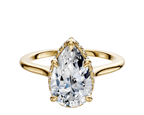 18K Yellow Gold 4 Prong Collar Cathedral Dome 1.5mm Engagement Ring