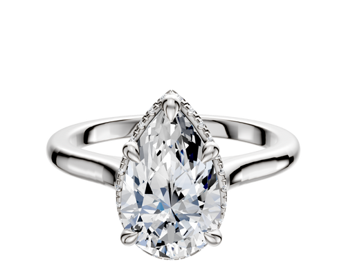 18K White Gold 4 Prong Collar Cathedral Dome 2.0mm Engagement Ring
