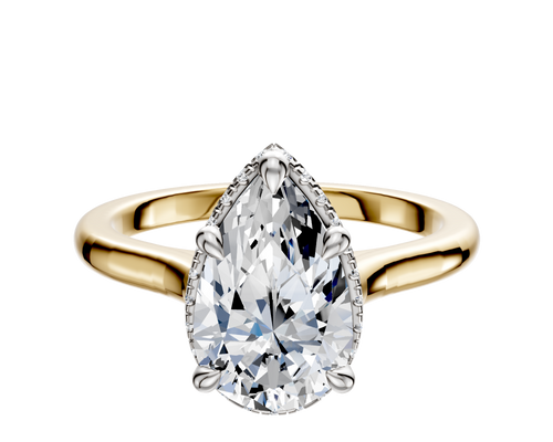 18K Two Tone 4 Prong Collar Cathedral Dome 2.0mm Engagement Ring