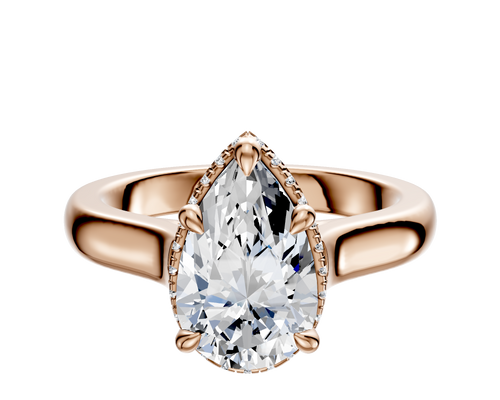 18K Rose Gold 4 Prong Collar Cathedral Dome 3.0mm Engagement Ring