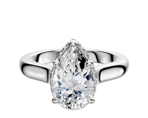 18K White Gold 4 Prong Collar Cathedral Dome 3.0mm Engagement Ring