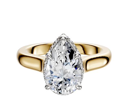 18K Two Tone 4 Prong Collar Cathedral Dome 3.0mm Engagement Ring