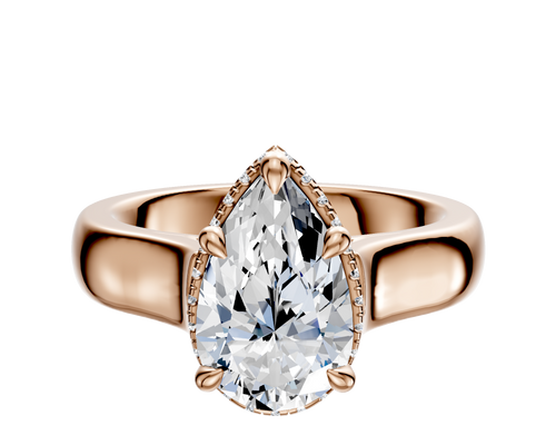 18K Rose Gold 4 Prong Collar Cathedral Dome 4.0mm Engagement Ring