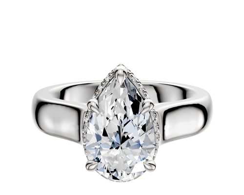 18K White Gold 4 Prong Collar Cathedral Dome 4.0mm Engagement Ring