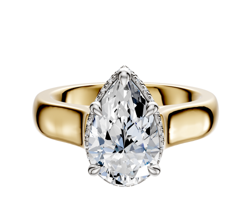 14K Two Tone 4 Prong Collar Cathedral Dome 4.0mm Engagement Ring