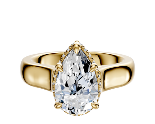18K Yellow Gold 4 Prong Collar Cathedral Dome 4.0mm Engagement Ring