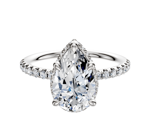 Platinum 4 Prong Collar Classic Dome 1-Row-Pave 2.5mm Engagement Ring