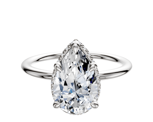 18K White Gold 4 Prong Collar Classic Dome 1.5mm Engagement Ring