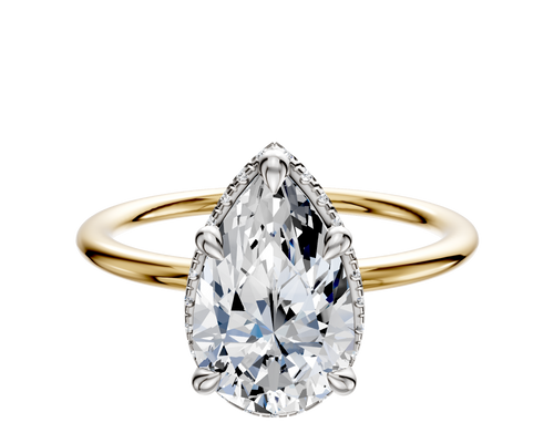 18K Two Tone 4 Prong Collar Classic Dome 1.5mm Engagement Ring