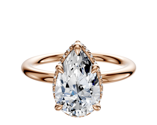 18K Rose Gold 4 Prong Collar Classic Dome 2.0mm Engagement Ring