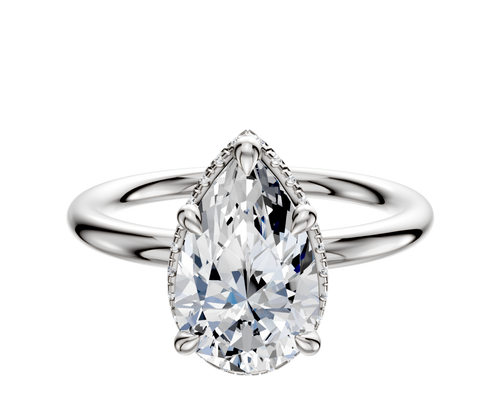 14K White Gold 4 Prong Collar Classic Dome 2.0mm Engagement Ring