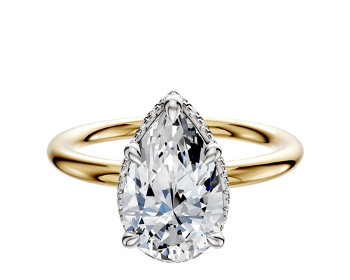14K Two Tone 4 Prong Collar Classic Dome 2.0mm Engagement Ring