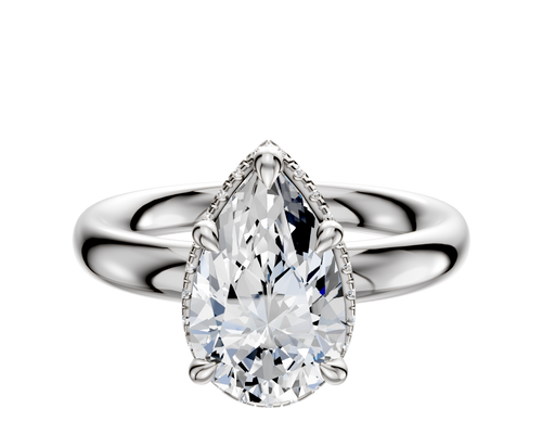 Platinum 4 Prong Collar Classic Dome 3.0mm Engagement Ring