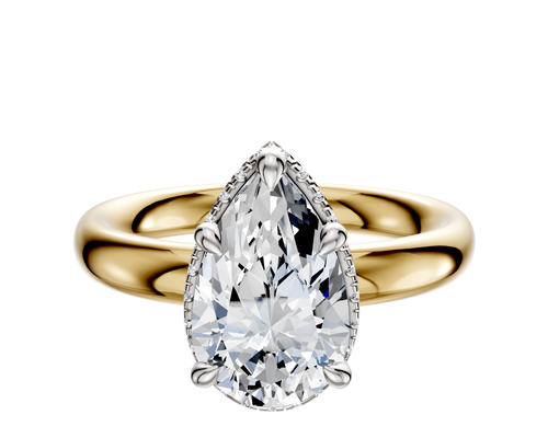 18K Two Tone 4 Prong Collar Classic Dome 3.0mm Engagement Ring