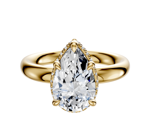 18K Yellow Gold 4 Prong Collar Classic Dome 3.0mm Engagement Ring