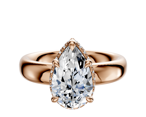 18K Rose Gold 4 Prong Collar Classic Dome 4.0mm Engagement Ring