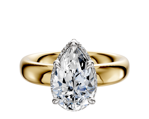 14K Two Tone 4 Prong Collar Classic Dome 4.0mm Engagement Ring
