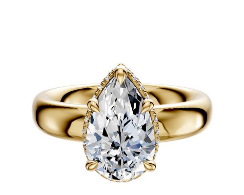 18K Yellow Gold 4 Prong Collar Classic Dome 4.0mm Engagement Ring