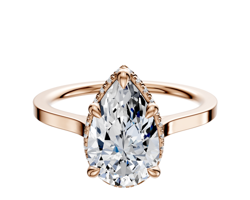 18K Rose Gold 4 Prong Collar Cathedral Flat 1.5mm Engagement Ring
