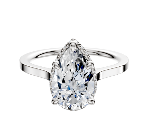 18K White Gold 4 Prong Collar Cathedral Flat 1.5mm Engagement Ring