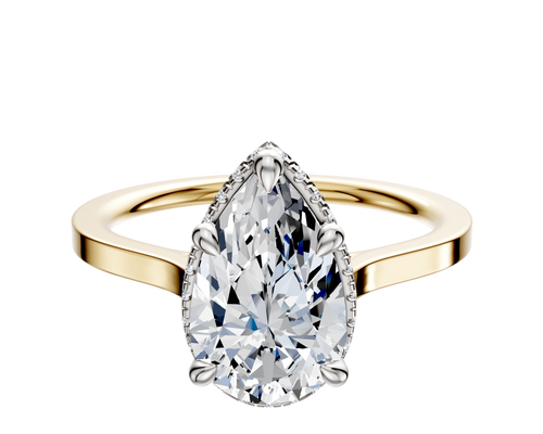 14K Two Tone 4 Prong Collar Cathedral Flat 1.5mm Engagement Ring