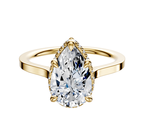 18K Yellow Gold 4 Prong Collar Cathedral Flat 1.5mm Engagement Ring