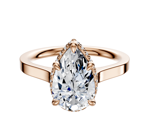 18K Rose Gold 4 Prong Collar Cathedral Flat 2.0mm Engagement Ring