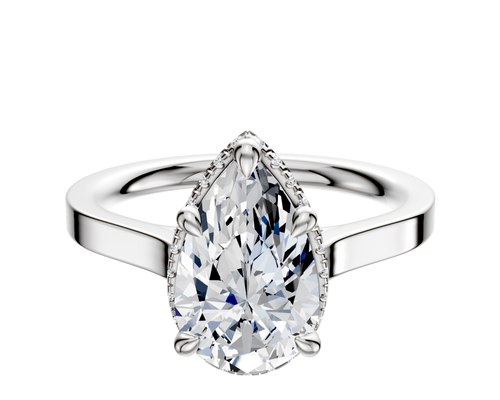 14K White Gold 4 Prong Collar Cathedral Flat 2.0mm Engagement Ring