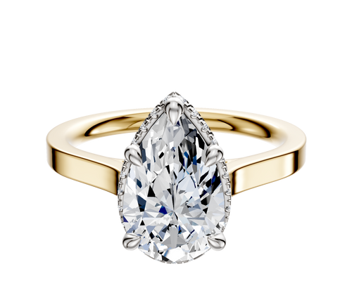 14K Two Tone 4 Prong Collar Cathedral Flat 2.0mm Engagement Ring