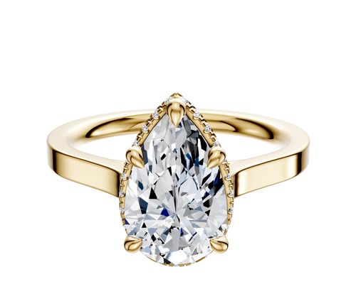 14K Yellow Gold 4 Prong Collar Cathedral Flat 2.0mm Engagement Ring