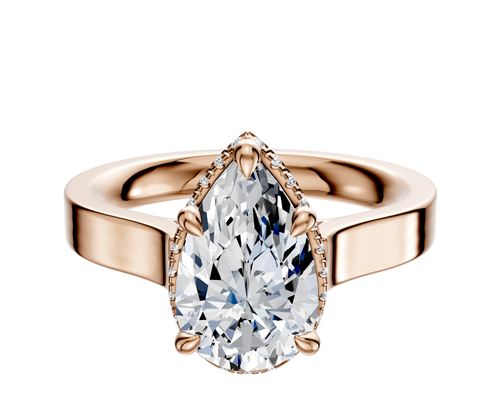 18K Rose Gold 4 Prong Collar Cathedral Flat 3.0mm Engagement Ring