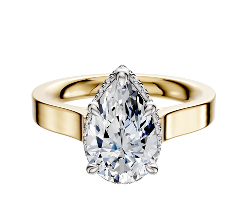 18K Two Tone 4 Prong Collar Cathedral Flat 3.0mm Engagement Ring